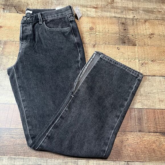 PacSun | NEW Women's Black Denim Button Fly Low Rise Straight Jeans Sz 27 - Picture 2 of 7